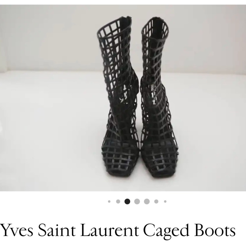 Yves Saint Laurent Caged Boot. Black patent leather. size 39. New never worn